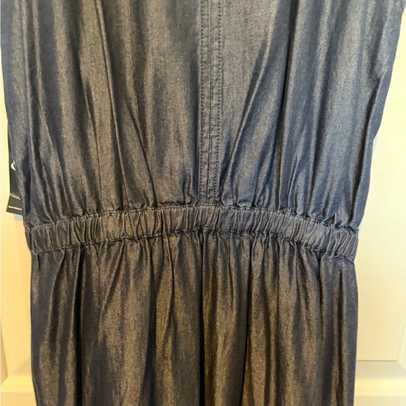 New York & Co Dress Women M Navy Sleeveless Pocket Cotton Sateen Long Maxi NWT - Picture 12 of 12